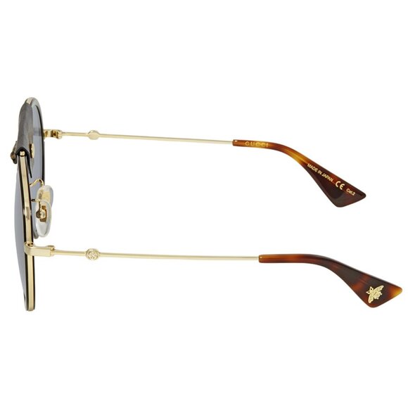 GUCCI SUNGLASSES GG0061S 016 ROUND FRAME AVIATOR LEATHER TIGER HEAD UNISEX - Picture 3 of 10